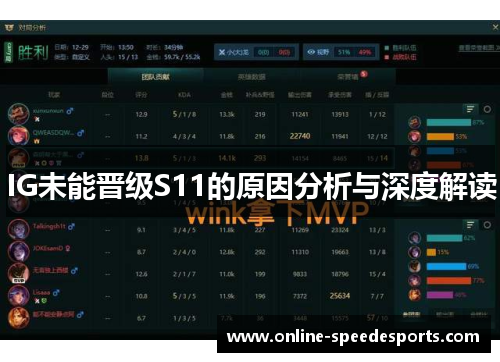 IG未能晋级S11的原因分析与深度解读 IG未能晋级S11的原因分析与深度解读