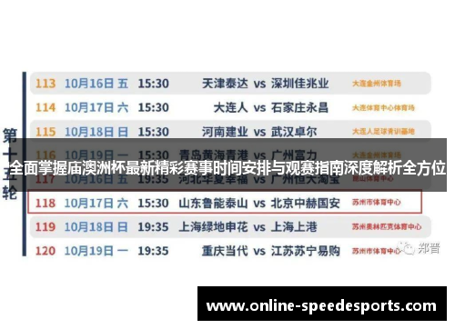 全面掌握庙澳洲杯最新精彩赛事时间安排与观赛指南深度解析全方位 全面掌握庙澳洲杯最新精彩赛事时间安排与观赛指南深度解析全方位